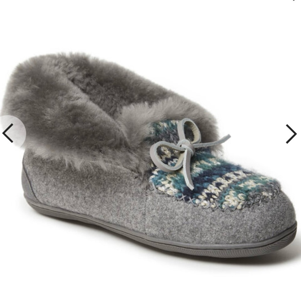 Dearfoams Sparkle Fairisle Shearling Foldover Moccasin Slippers | 10